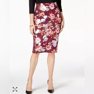 ECI Purple and Pink Knee-Length Metallic Pencil Skirt